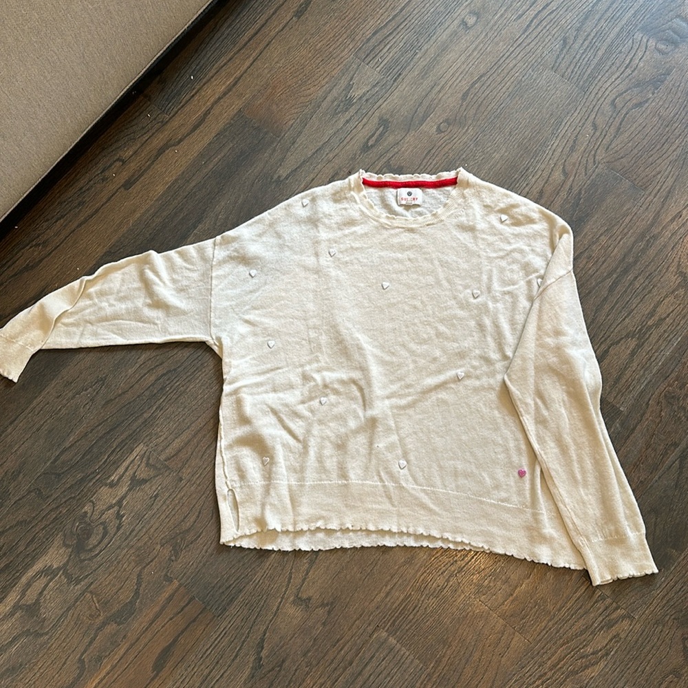 Sundry cream heart sweater, size 1